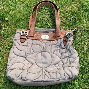 Fossil quilt leather strap purse